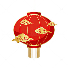卡通风春节灯笼红色云纹矢量素材