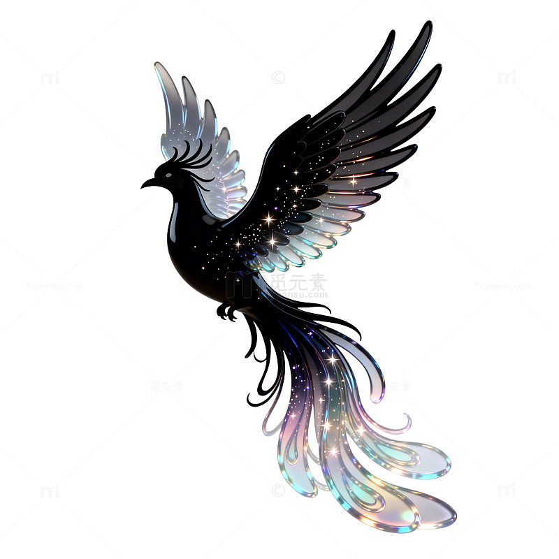 梦幻风凤凰飞舞插画设计素材