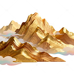 国风金色山脉云海插画设计素材