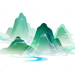 水墨风山水意境插画设计素材