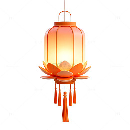 国风手绘莲花灯笼设计素材
