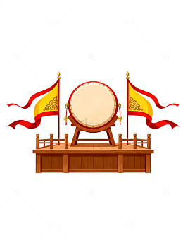 卡通风传统大鼓舞台设计素材