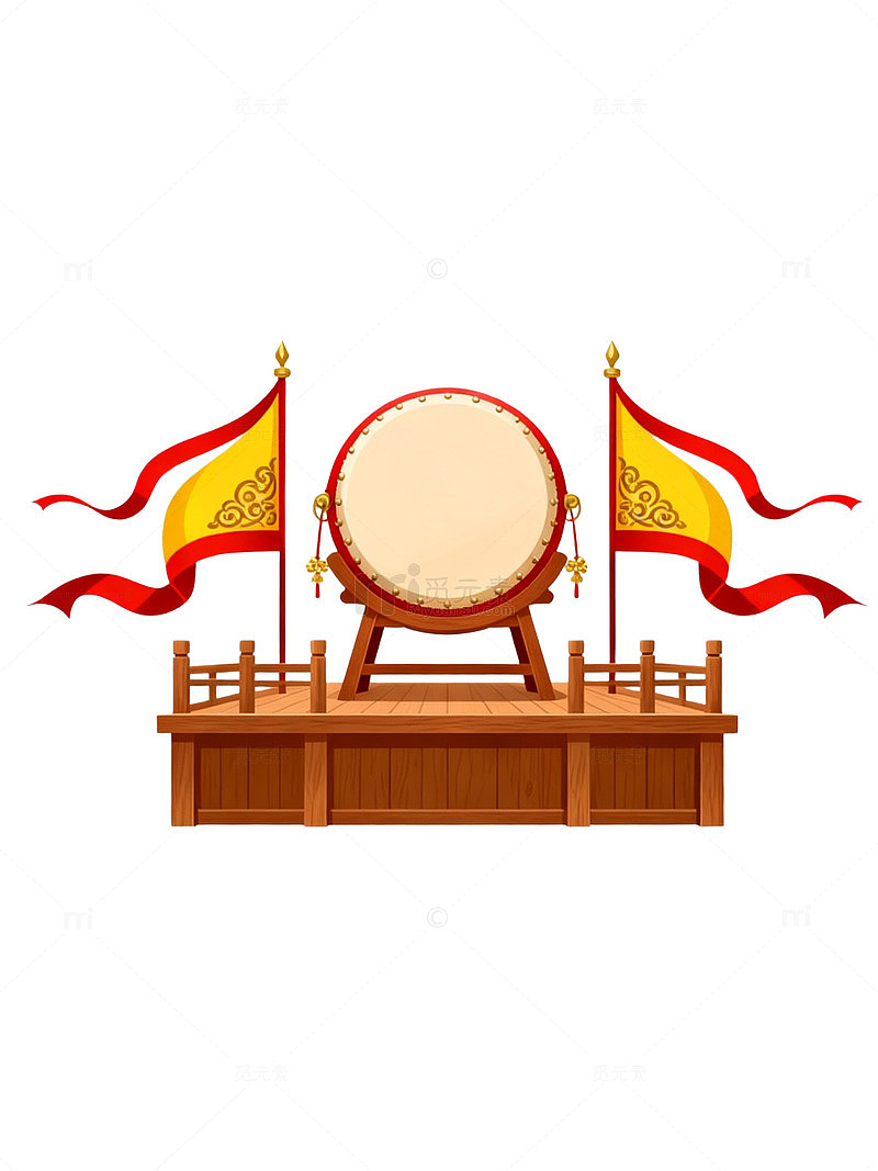 卡通风传统大鼓舞台设计素材