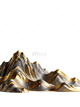 极简风金色山脉陶瓷雕塑设计素材