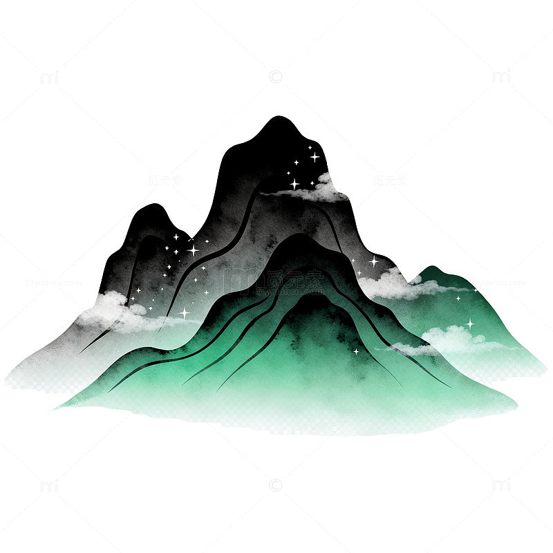 水墨风山水意境国风山峦设计素材