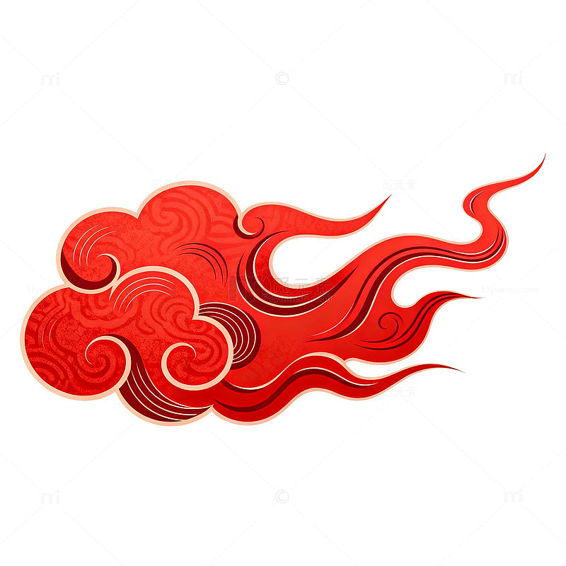 国风红色祥云图案矢量设计素材