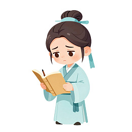 古装女子专注阅读书本