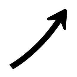 黑色弯曲箭头指向右上方