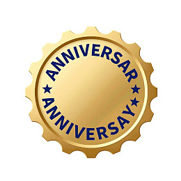 金色齿轮形周年纪念徽章