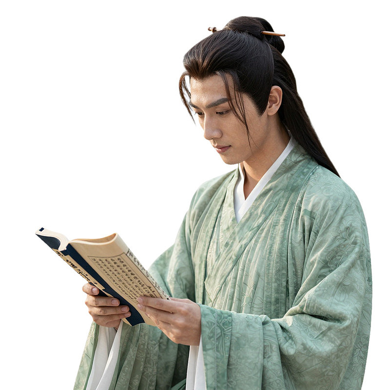 古装男子专注阅读图片