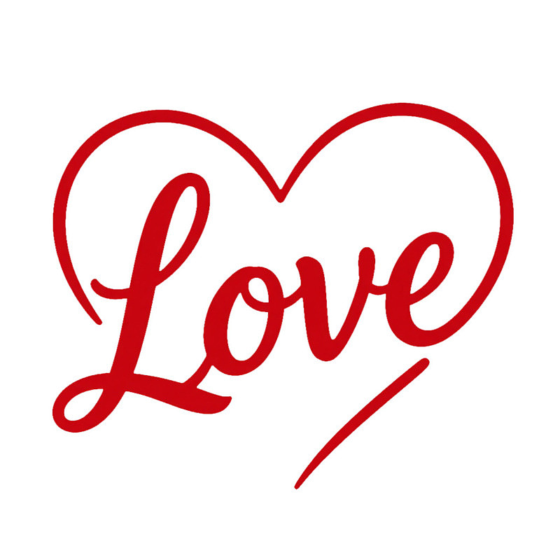 红色心形图案内写有'Love'字样
