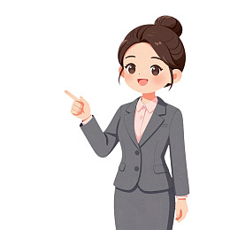 卡通女性商务人士指向
