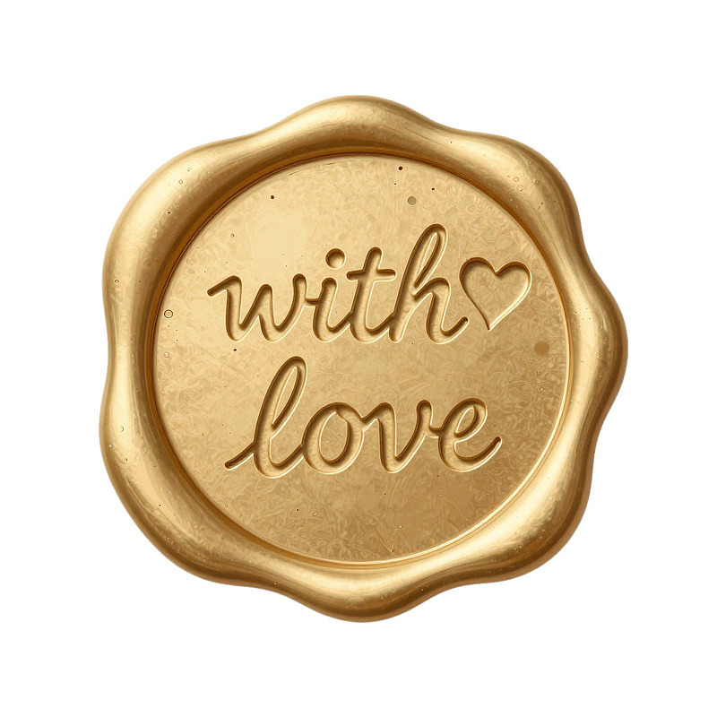 金色印章上刻有“with love”字样