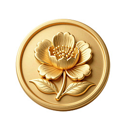 金色圆形浮雕花卉图案