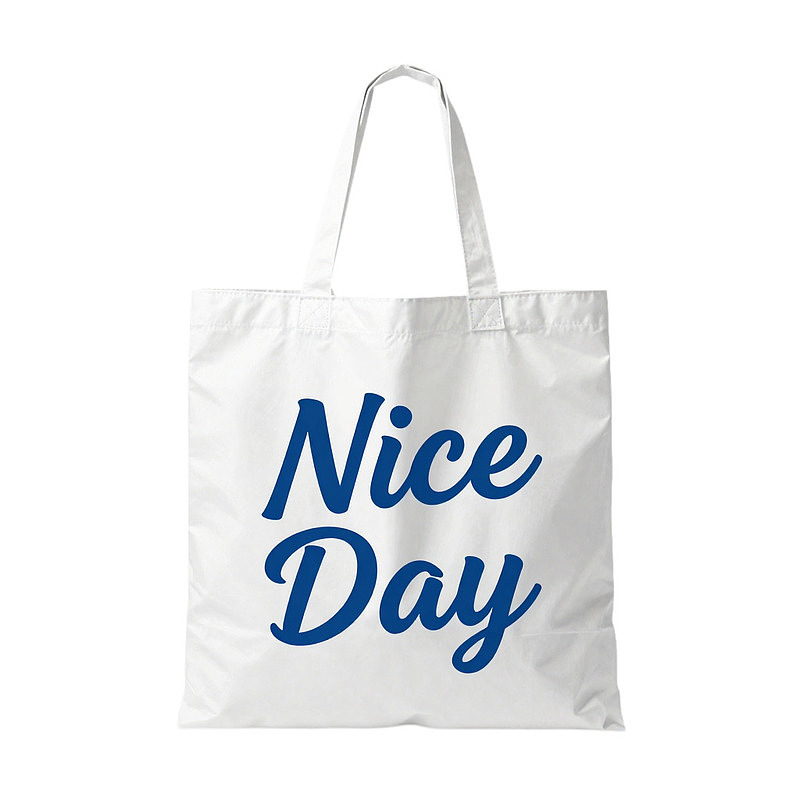 白色帆布袋印有蓝色'Nice Day'字样