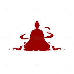剪影风禅意打坐人物设计素材