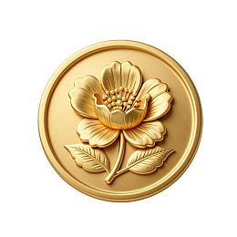 金色圆形浮雕花卉图案