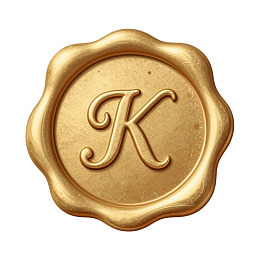 金色印章印有字母K图片