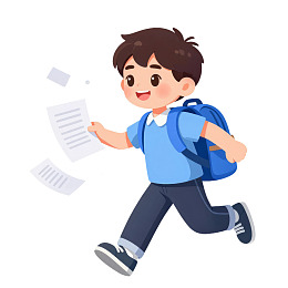 背着书包奔跑的男孩图片
