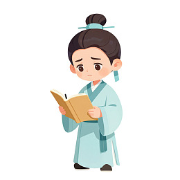 古装女子专注阅读图片