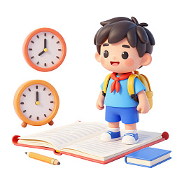 卡通男孩书桌学习场景