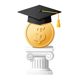 金币戴学士帽置于柱顶