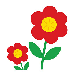两朵红色花朵卡通插画