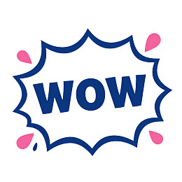 蓝色爆炸气泡框内含'WOW'字样