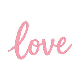 粉色手写体英文单词'love'