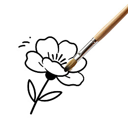 画笔绘制花卉线条艺术