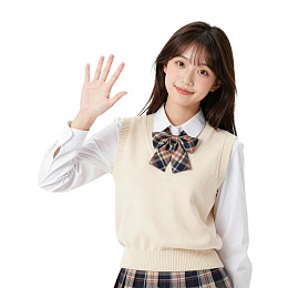 女孩穿校服挥手微笑图片