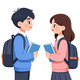 学生交谈手持书本图片