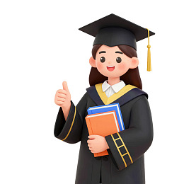 毕业礼服女孩手捧书本点赞