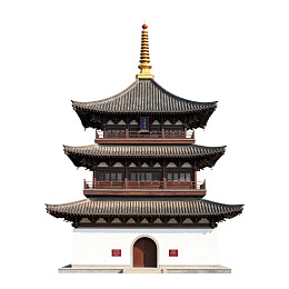 三层中式古塔建筑图片