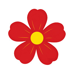 红色花瓣黄色花心的花朵图案
