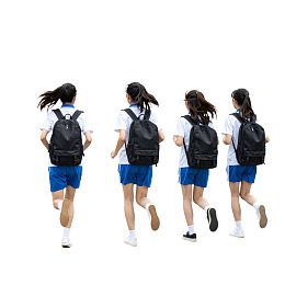 四名学生背影奔跑图片