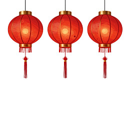 三盏红色灯笼悬挂图片