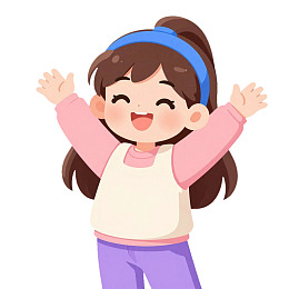 卡通女孩开心举手图片