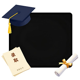 毕业帽录取书与卷轴图片