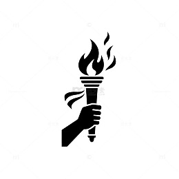 黑白风火炬手持火焰图标设计素材