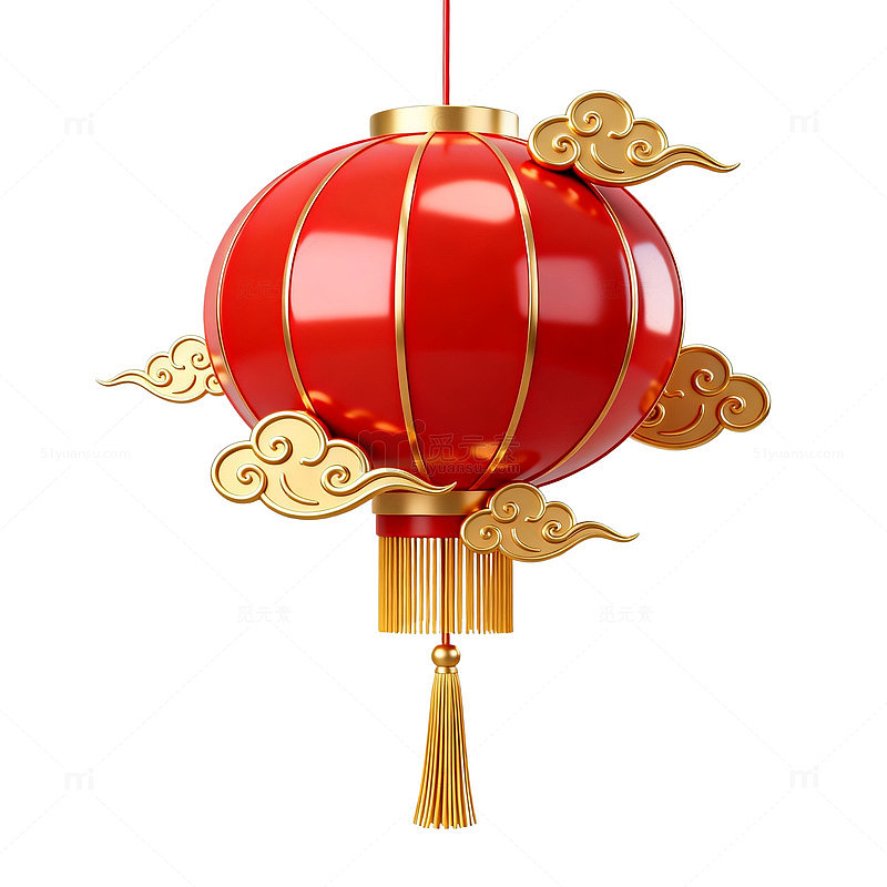 3D风格红色灯笼节日装饰设计素材