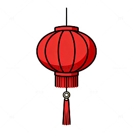 卡通风红色灯笼矢量设计素材