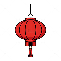 扁平风红色灯笼矢量设计素材