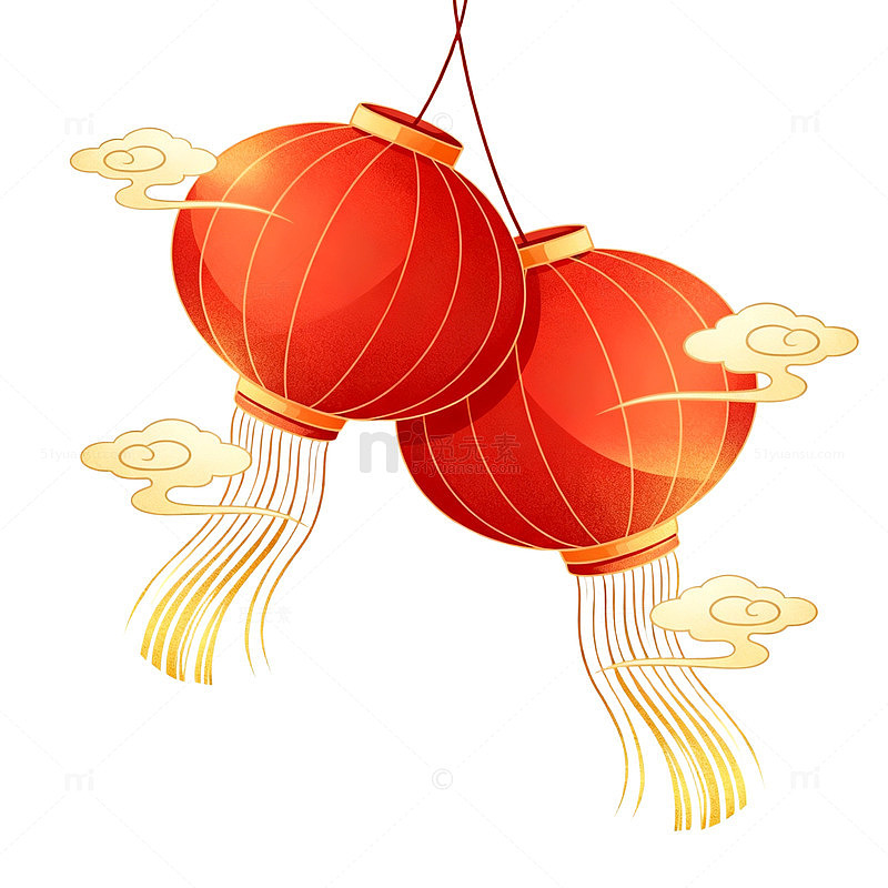 卡通风春节灯笼挂饰设计素材