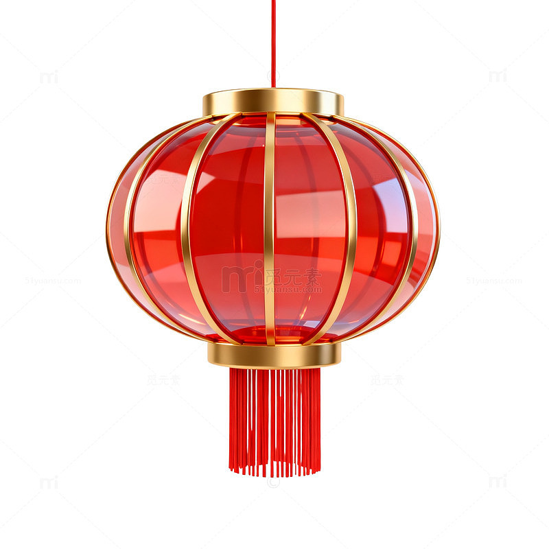 3D风格红色灯笼节日装饰设计素材
