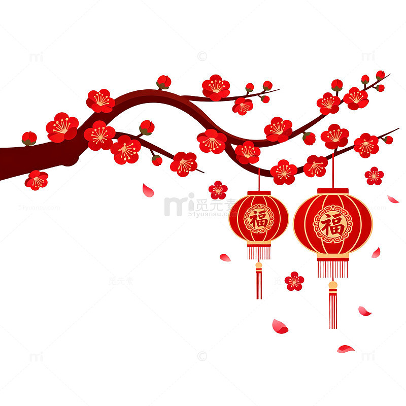 矢量风春节梅花灯笼设计素材