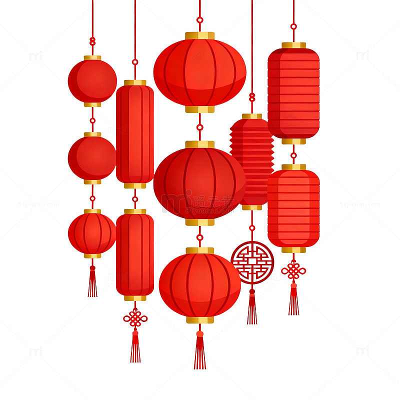 扁平风春节红灯笼矢量设计素材