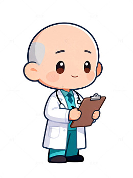 卡通风医生形象手绘插画设计素材