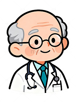 卡通风老年医生形象插画设计素材