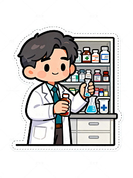 卡通风格实验室科学家手绘插画素材